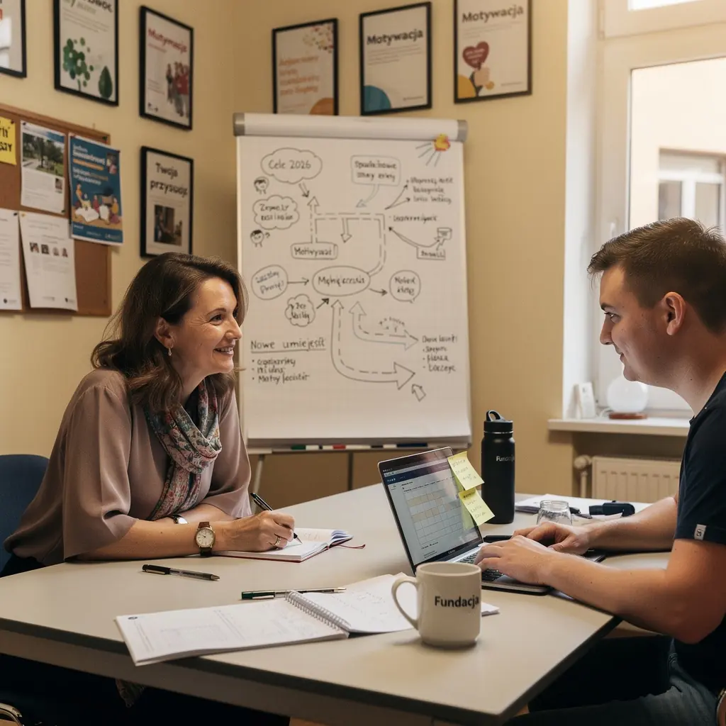 Zdjęcie grupy ludzi uczestniczących w warsztatach rozwoju zawodowego.
