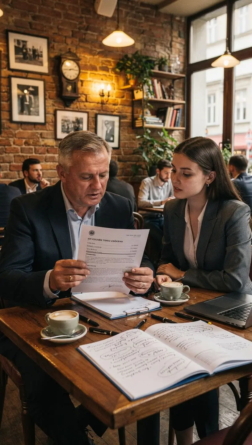 Uczestnicy spotkania networkingowego wymieniający się wizytówkami.